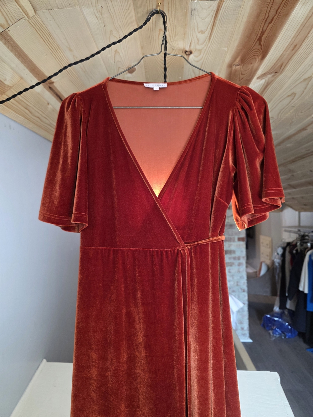 Baltic Born Rust Velvet Wrap Maxi Dress - Picture 4 of 6